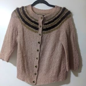 Vintage pink and gold sweater with a half sleeve.